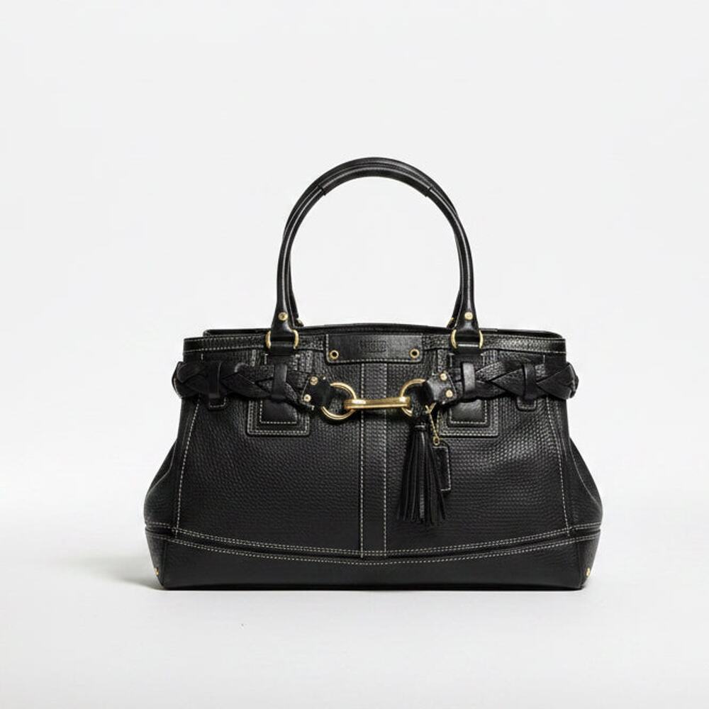 Coach black leather Hamptons satchel